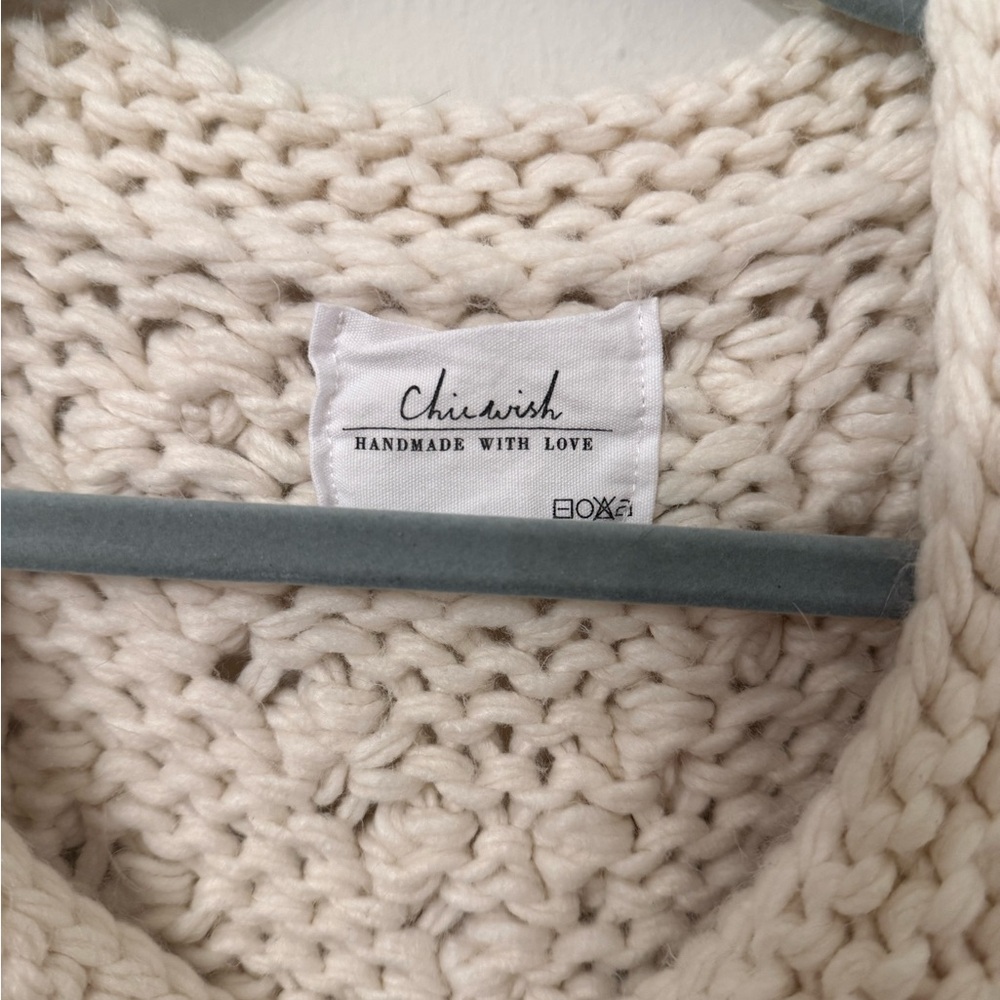 Chicwish Ivory Chunky Pom-Pom Knit Cardigan - Picture 5 of 5